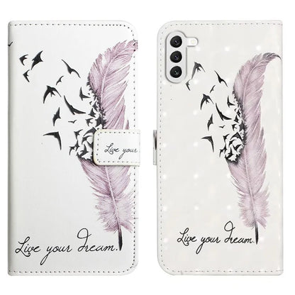 For Samsung Galaxy S23+ Case PU Leather 3D Pattern Printing Wallet Stand Phone Cover