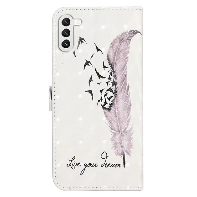 For Samsung Galaxy S23+ Case PU Leather 3D Pattern Printing Wallet Stand Phone Cover