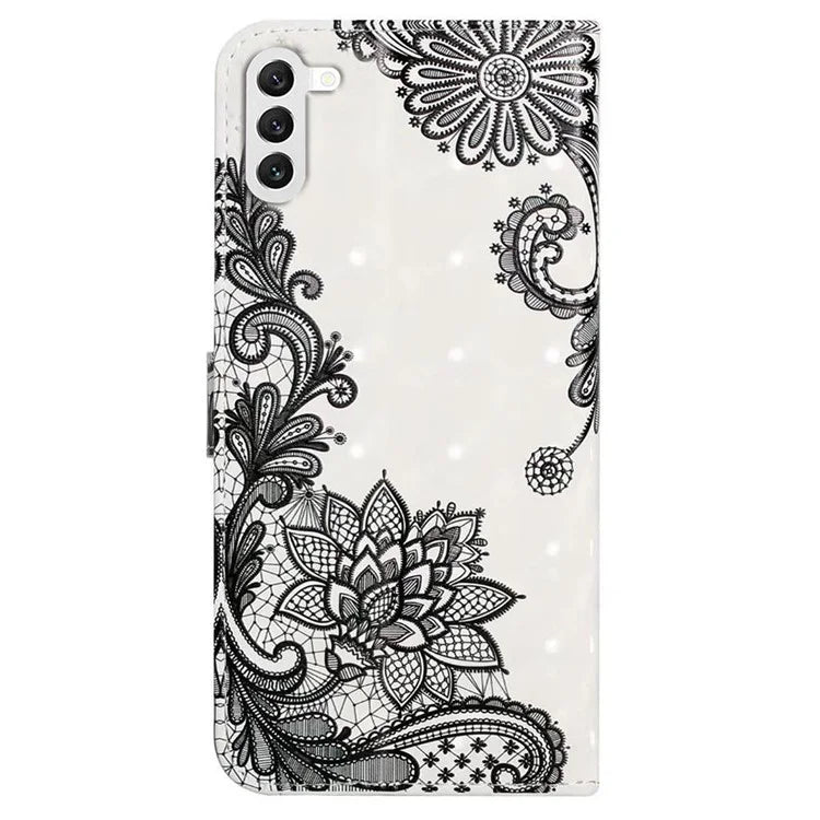 For Samsung Galaxy S23+ Case PU Leather 3D Pattern Printing Wallet Stand Phone Cover