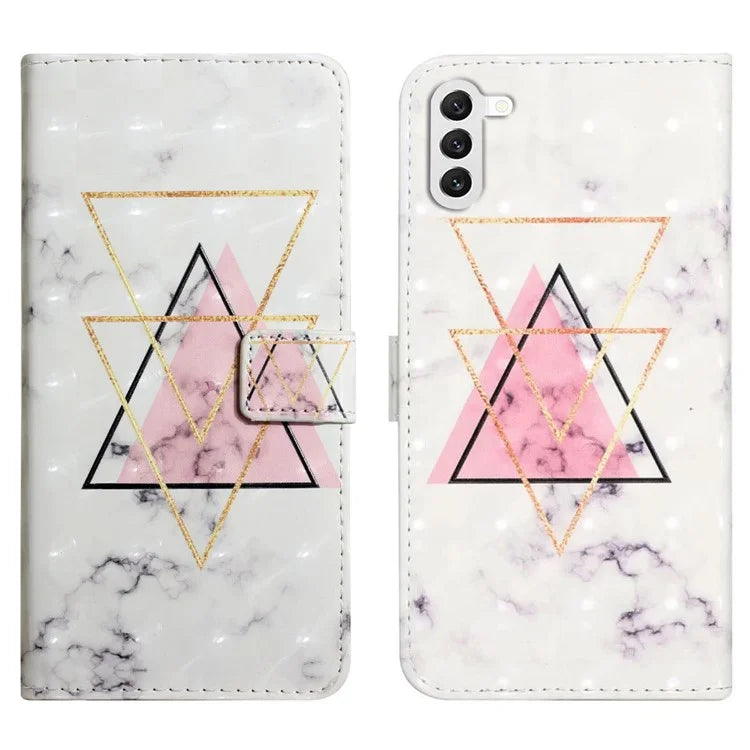 For Samsung Galaxy S23+ Case PU Leather 3D Pattern Printing Wallet Stand Phone Cover