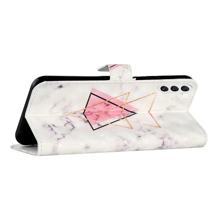 For Samsung Galaxy S23+ Case PU Leather 3D Pattern Printing Wallet Stand Phone Cover