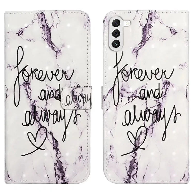 For Samsung Galaxy S23+ Case PU Leather 3D Pattern Printing Wallet Stand Phone Cover