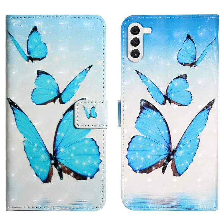 For Samsung Galaxy S23+ Case PU Leather 3D Pattern Printing Wallet Stand Phone Cover