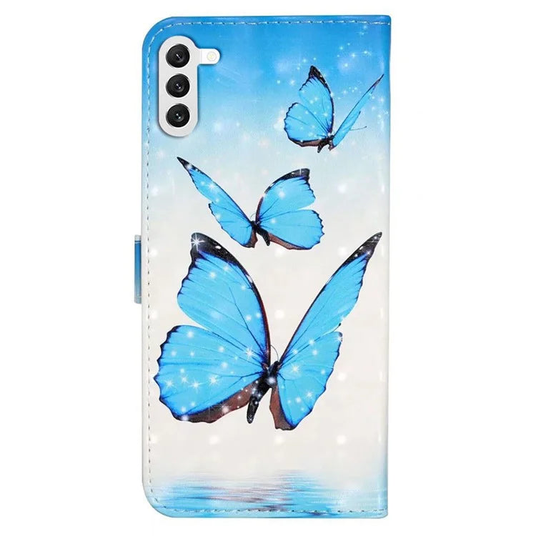For Samsung Galaxy S23+ Case PU Leather 3D Pattern Printing Wallet Stand Phone Cover