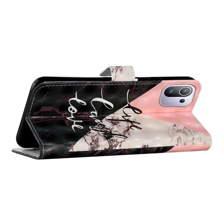 For Xiaomi Mi 11 Pro Case 3D Pattern Stand Feature Leather Phone Cover