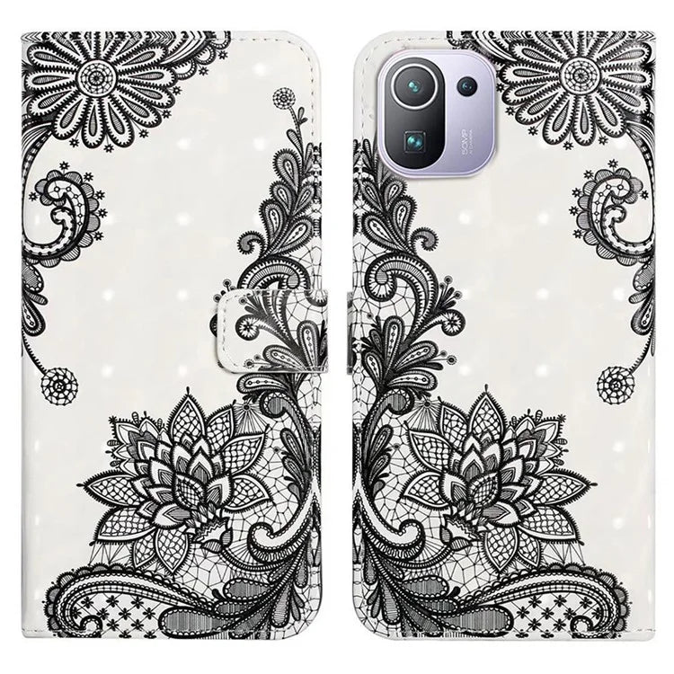 For Xiaomi Mi 11 Pro Case 3D Pattern Stand Feature Leather Phone Cover