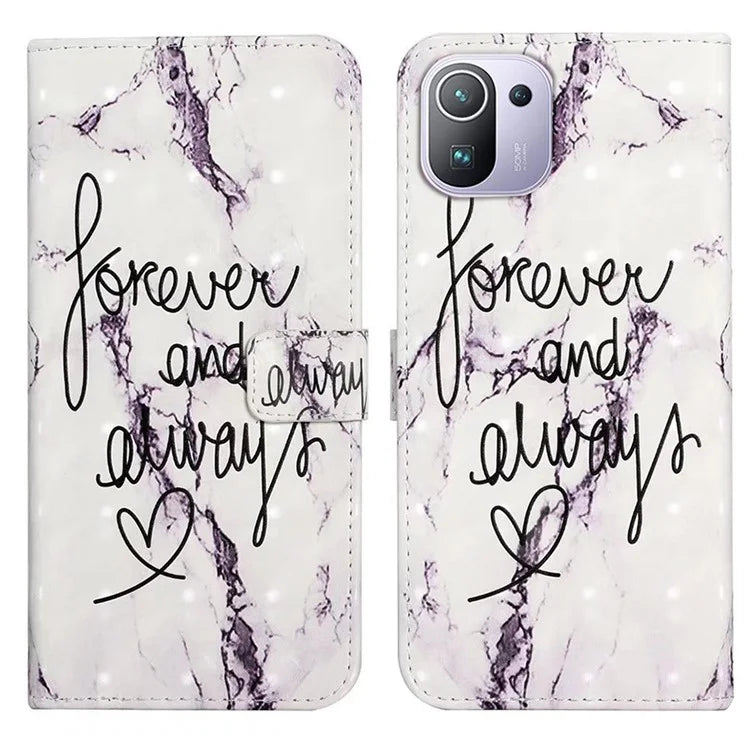 For Xiaomi Mi 11 Pro Case 3D Pattern Stand Feature Leather Phone Cover