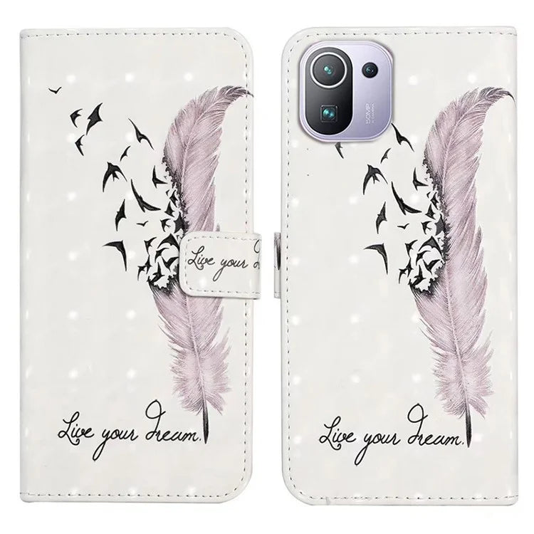 For Xiaomi Mi 11 Pro Case 3D Pattern Stand Feature Leather Phone Cover