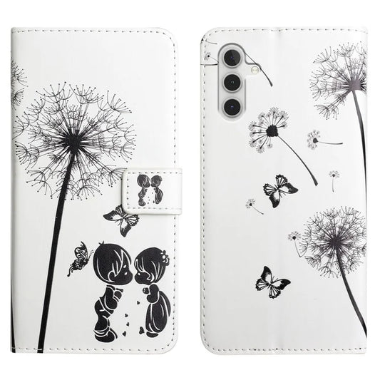 For Samsung Galaxy A34 5G Case PU Leather 3D Pattern Phone Wallet CoverKids and Dandelion