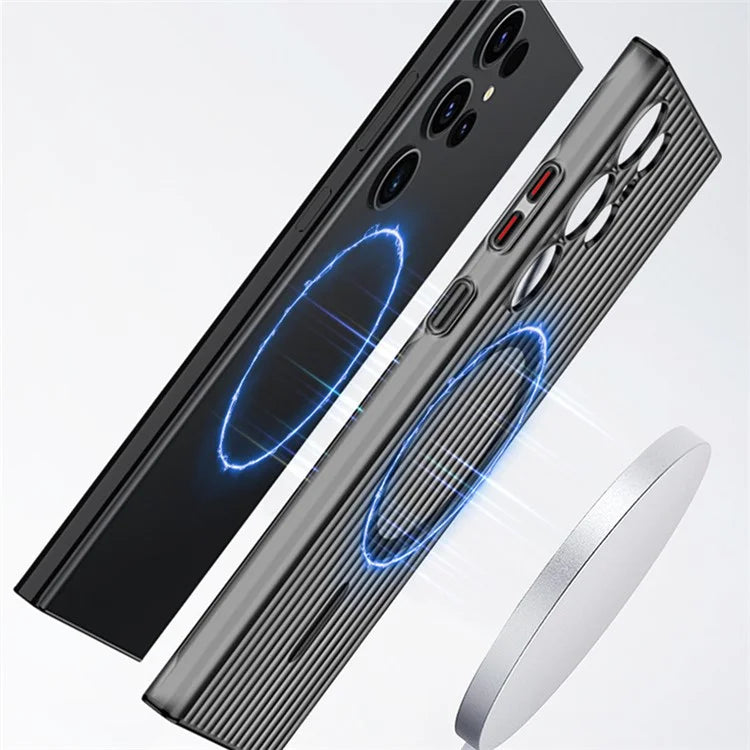 For Samsung Galaxy S23 Ultra Case Corrugated Texture Phone Cover Magnetic PC Shell