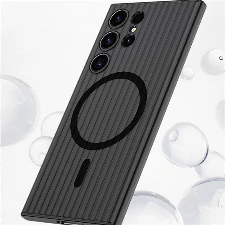 For Samsung Galaxy S23 Ultra Case Corrugated Texture Phone Cover Magnetic PC Shell