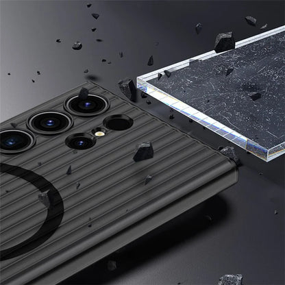 For Samsung Galaxy S23 Ultra Case Corrugated Texture Phone Cover Magnetic PC Shell