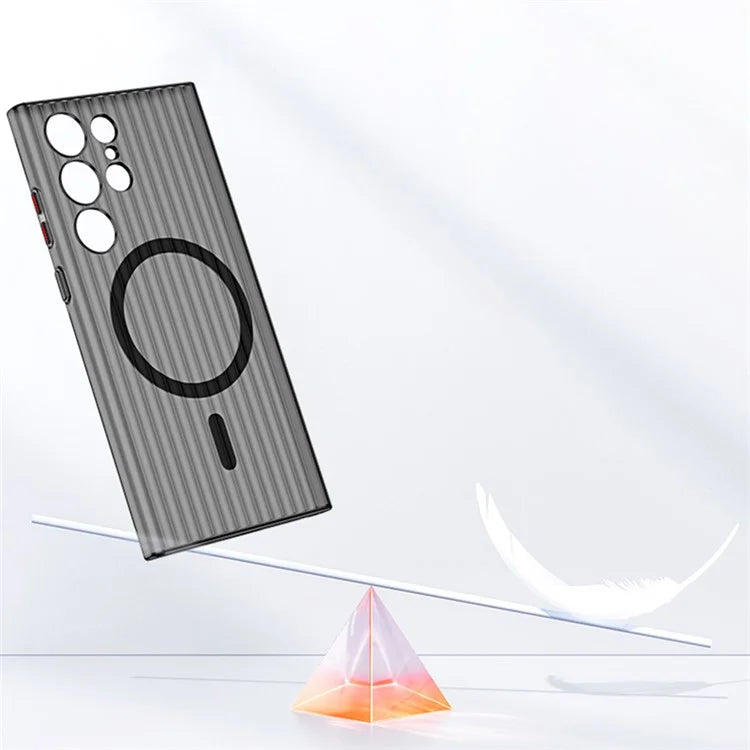 For Samsung Galaxy S23 Ultra Case Corrugated Texture Phone Cover Magnetic PC Shell