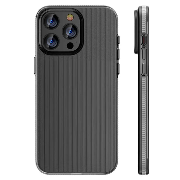 For iPhone 15 Pro Max Case Corrugated Texture Shockproof Matte PC Phone Cover