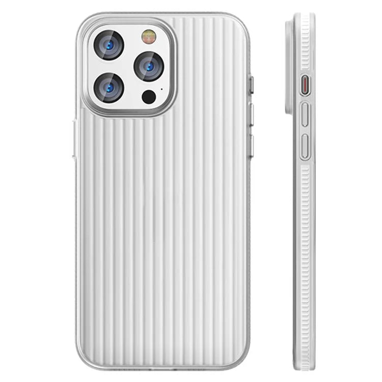 For iPhone 15 Pro Max Case Corrugated Texture Shockproof Matte PC Phone Cover
