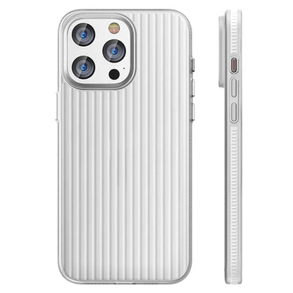 For iPhone 15 Pro Max Case Corrugated Texture Shockproof Matte PC Phone Cover