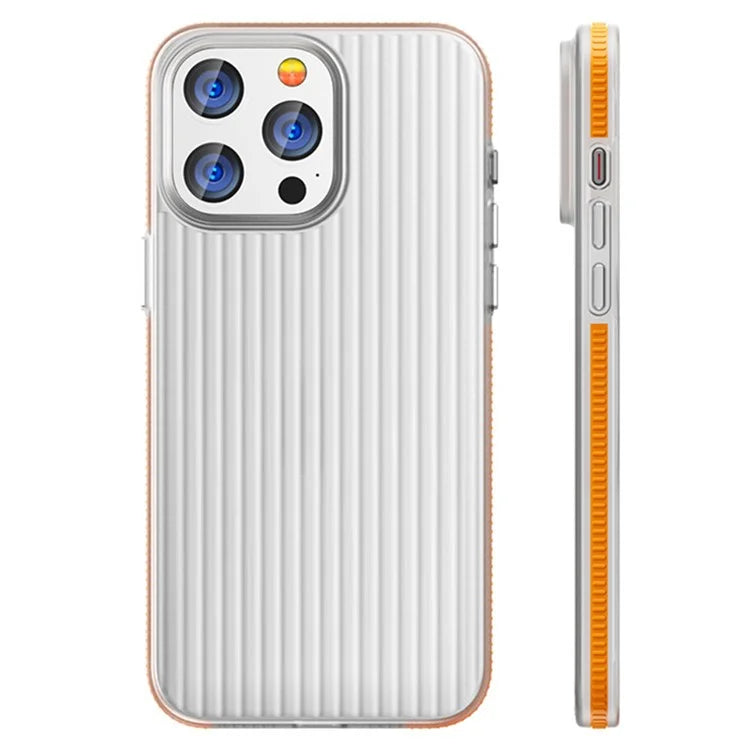 For iPhone 15 Pro Max Case Corrugated Texture Shockproof Matte PC Phone Cover