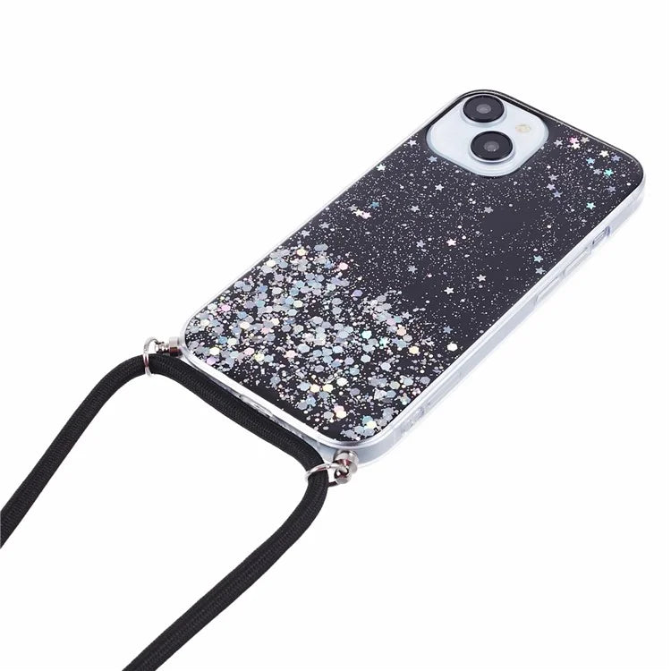 AW Series for iPhone 15 Case Sparkle Epoxy TPU Phone Cover with Lanyard