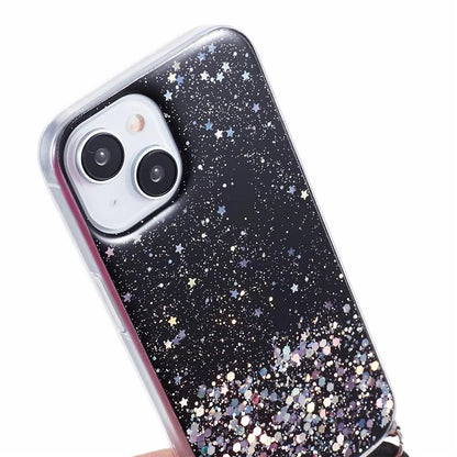 AW Series for iPhone 15 Case Sparkle Epoxy TPU Phone Cover with Lanyard