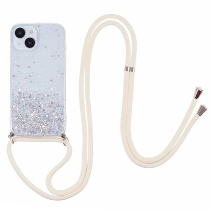 AW Series Sparkle Epoxy TPU Case for iPhone 14 Plus Case Shockproof Phone Cover with Lanyard