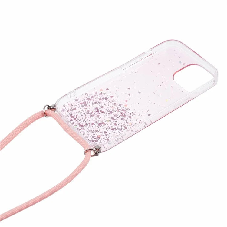 AW Series for iPhone 14 Slim Case Sparkle Epoxy TPU Phone Protector with Lanyard