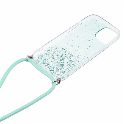 AW Series for iPhone 14 Slim Case Sparkle Epoxy TPU Phone Protector with Lanyard