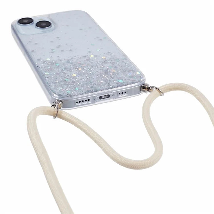 AW Series for iPhone 14 Slim Case Sparkle Epoxy TPU Phone Protector with Lanyard