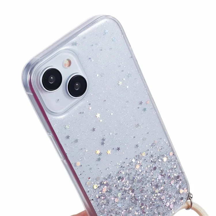 AW Series for iPhone 14 Slim Case Sparkle Epoxy TPU Phone Protector with Lanyard