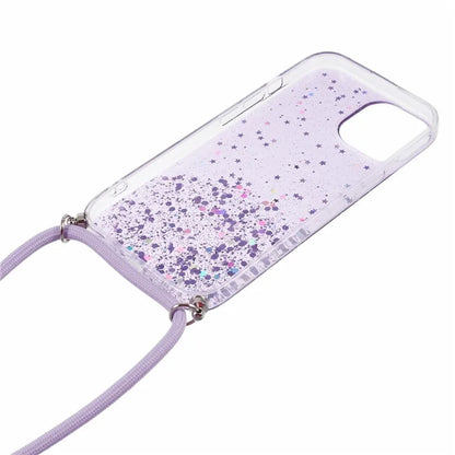 AW Series for iPhone 13 Slim Case Sparkle Epoxy TPU Phone Shell with Lanyard