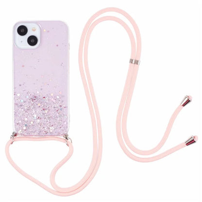 AW Series for iPhone 13 Slim Case Sparkle Epoxy TPU Phone Shell with Lanyard