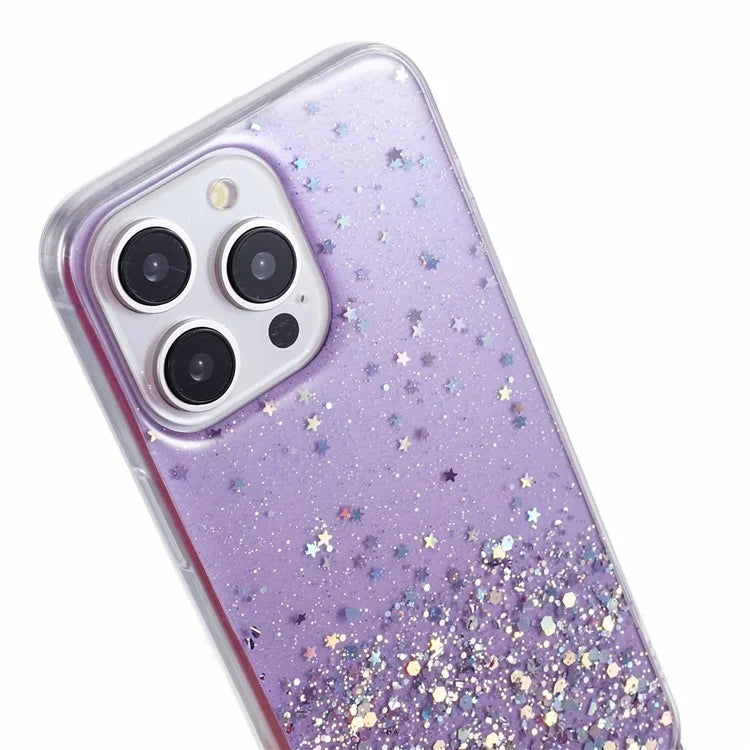 AW Series Epoxy TPU Phone Cover for iPhone 14 Pro Max Cell Phone Case Sparkle Shell with Lanyard