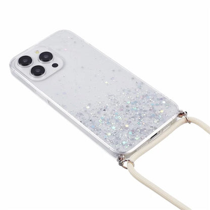 AW Series for iPhone 13 Pro TPU Phone Shell Case Sparkle Epoxy Phone Cover with Lanyard