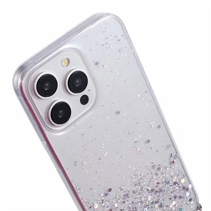 AW Series for iPhone 13 Pro TPU Phone Shell Case Sparkle Epoxy Phone Cover with Lanyard