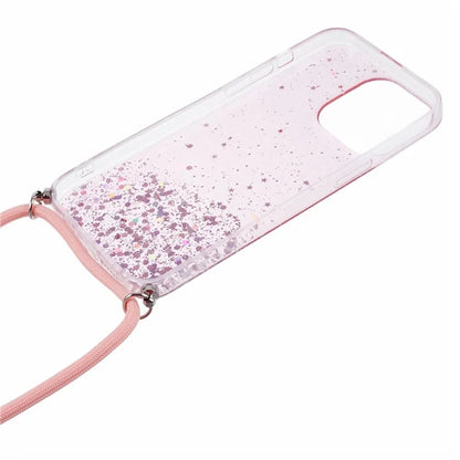 AW Series for iPhone 13 Pro TPU Phone Shell Case Sparkle Epoxy Phone Cover with Lanyard