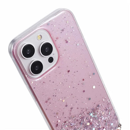 AW Series for iPhone 13 Pro TPU Phone Shell Case Sparkle Epoxy Phone Cover with Lanyard