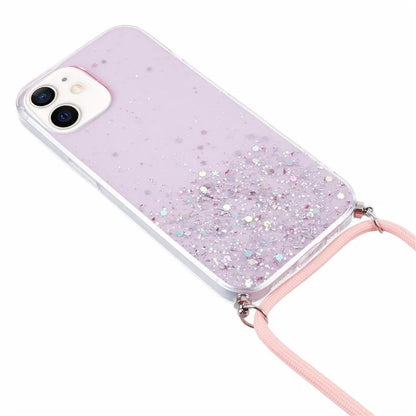 AW Series for iPhone 12 Pro / 12 Case Sparkle Epoxy TPU Phone Shell with Lanyard