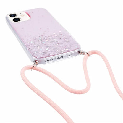 AW Series for iPhone 12 Pro / 12 Case Sparkle Epoxy TPU Phone Shell with Lanyard