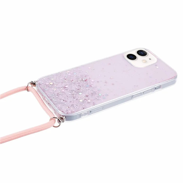 AW Series for iPhone 12 Pro / 12 Case Sparkle Epoxy TPU Phone Shell with Lanyard