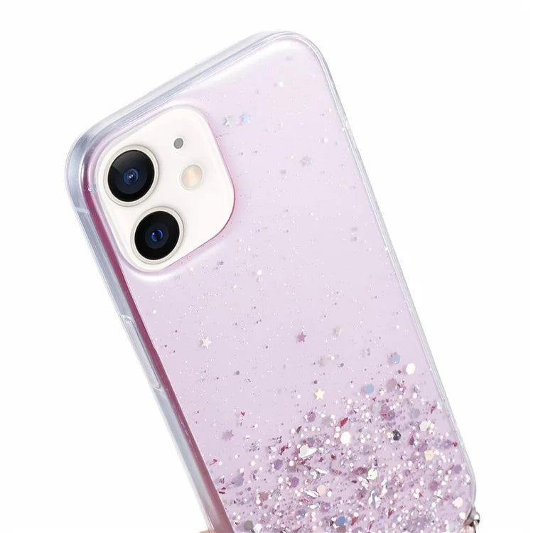 AW Series for iPhone 12 Pro / 12 Case Sparkle Epoxy TPU Phone Shell with Lanyard