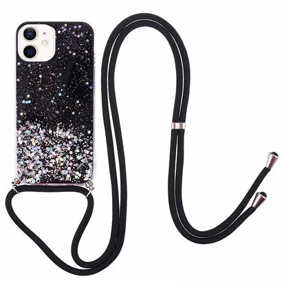 AW Series for iPhone 12 Pro / 12 Case Sparkle Epoxy TPU Phone Shell with Lanyard