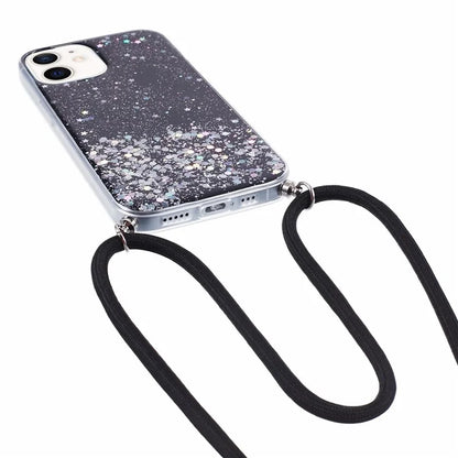 AW Series for iPhone 12 Pro / 12 Case Sparkle Epoxy TPU Phone Shell with Lanyard