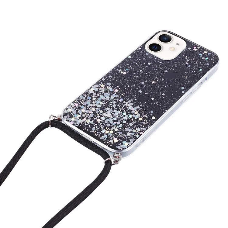 AW Series for iPhone 12 Pro / 12 Case Sparkle Epoxy TPU Phone Shell with Lanyard