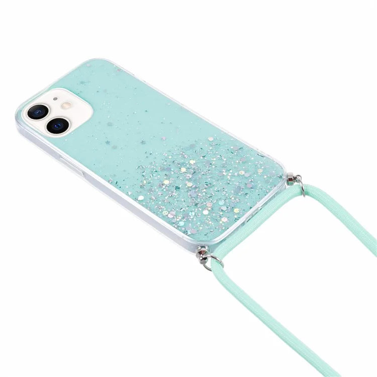 AW Series for iPhone 12 Pro / 12 Case Sparkle Epoxy TPU Phone Shell with Lanyard