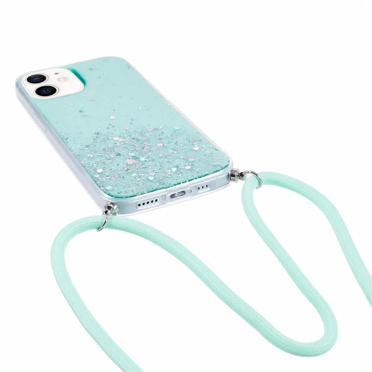 AW Series for iPhone 12 Pro / 12 Case Sparkle Epoxy TPU Phone Shell with Lanyard
