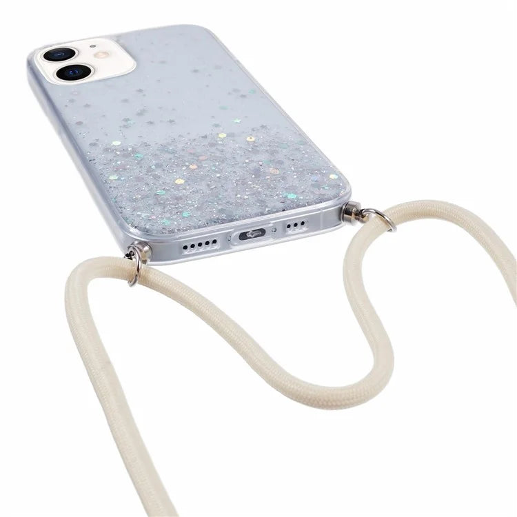 AW Series for iPhone 12 Pro / 12 Case Sparkle Epoxy TPU Phone Shell with Lanyard