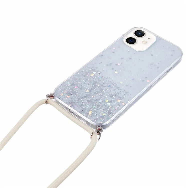 AW Series for iPhone 12 Pro / 12 Case Sparkle Epoxy TPU Phone Shell with Lanyard