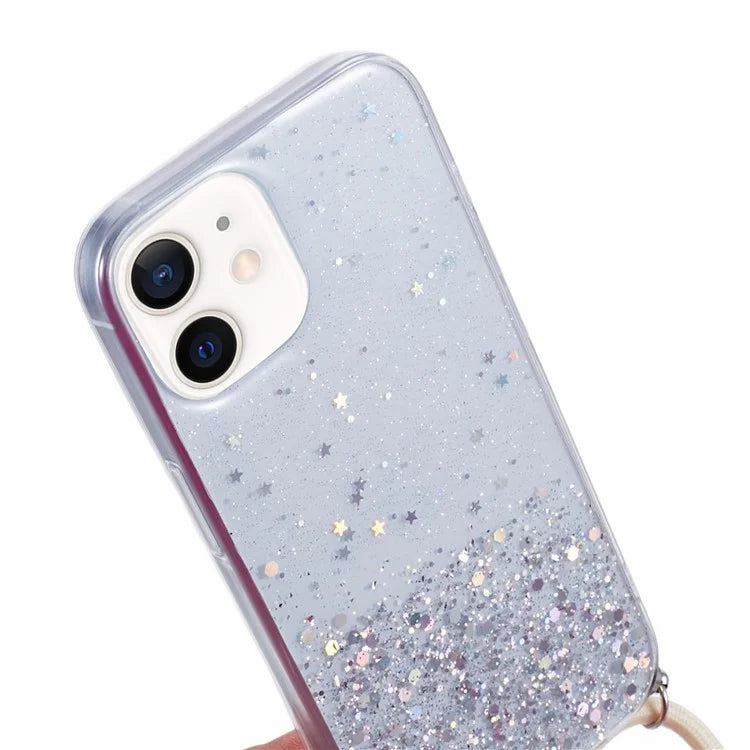 AW Series for iPhone 12 Pro / 12 Case Sparkle Epoxy TPU Phone Shell with Lanyard