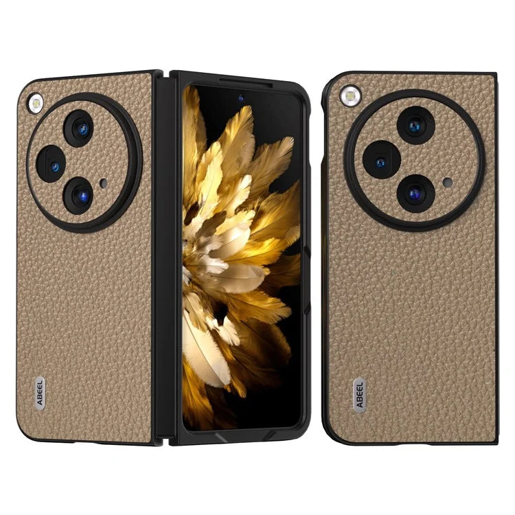 ABEEL For Oppo Find N3 5G / OnePlus Open Case Genuine Cow Leather Hard PC Shell Cover