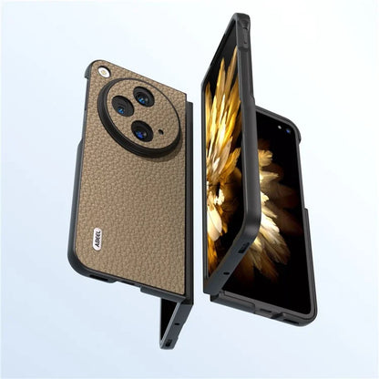 ABEEL For Oppo Find N3 5G / OnePlus Open Case Genuine Cow Leather Hard PC Shell Cover