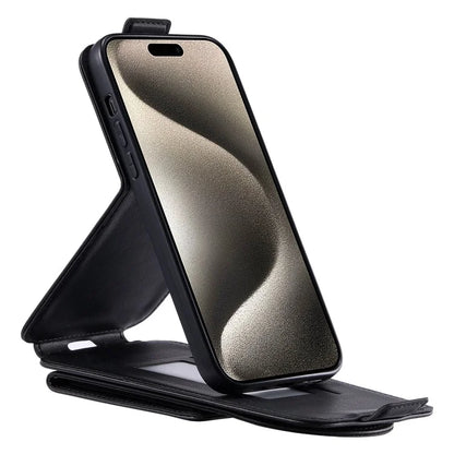 For iPhone 15 Pro Case Wallet Stand PU Leather Phone Cover with Straps